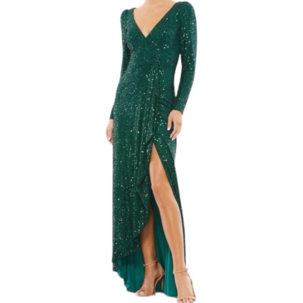 Mac Duggal Teal Sequin Gown